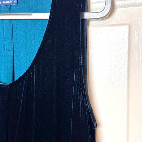 CUT LOOSE Asymmetrical Blue Velvet Sleeveless Tunic Dress Size L - Picture 5 of 9